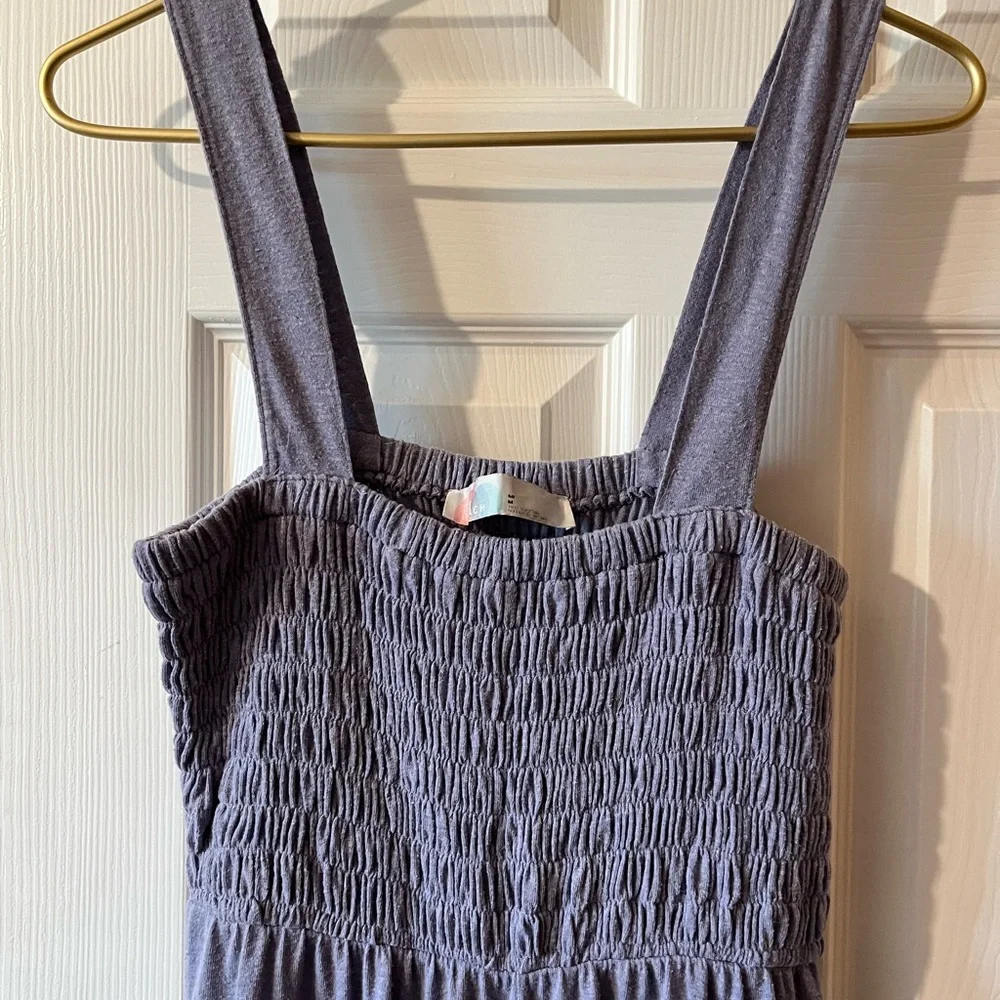 FP Movement by Free People Lavender Smocked Jumpsuit M Wide Leg Pockets - Picture 4 of 9